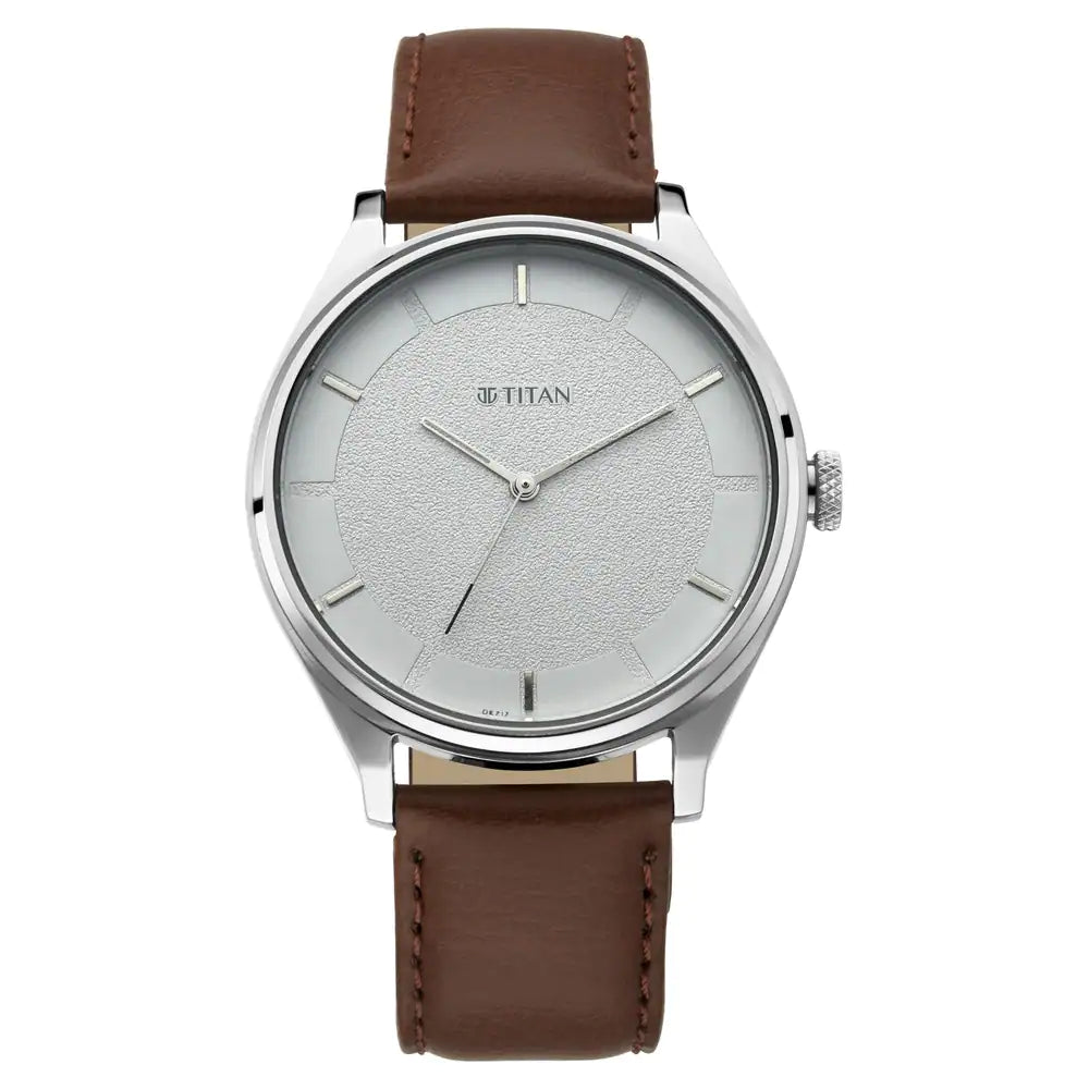 Workwear Watch with White Dial & Leather Strap NP1802SL13 (DK717)