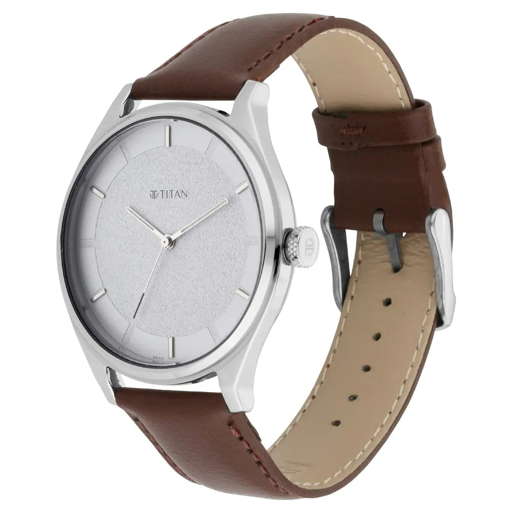 Workwear Watch with White Dial & Leather Strap NP1802SL13 (DK717)