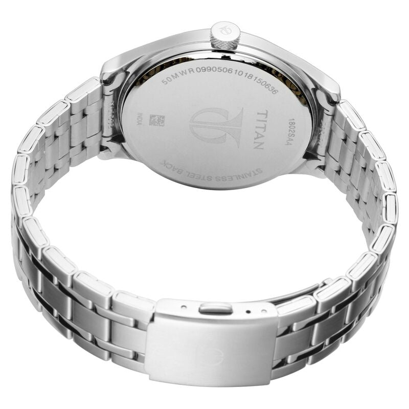 Titan Men's Minimalist Zen Watch: Sleek Metal Strap with Contrast Hands NR1802SM02