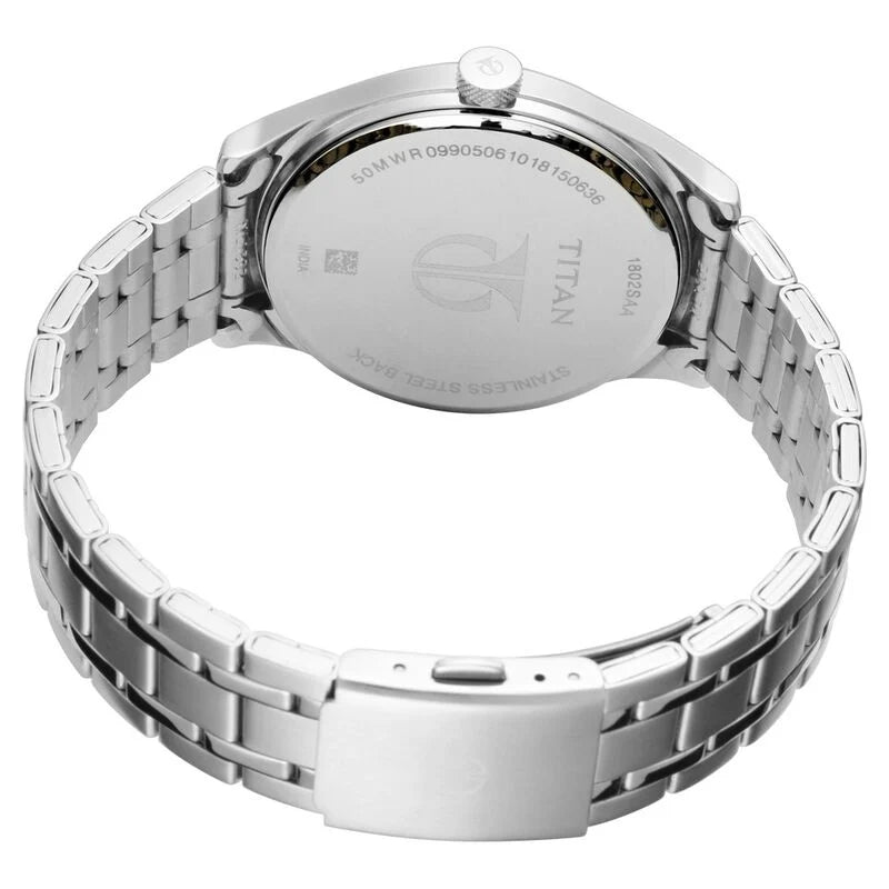 Titan Men's Minimalist Zen Watch: Sleek Metal Strap with Contrast Hands NS1802SM02 / 1802SM02