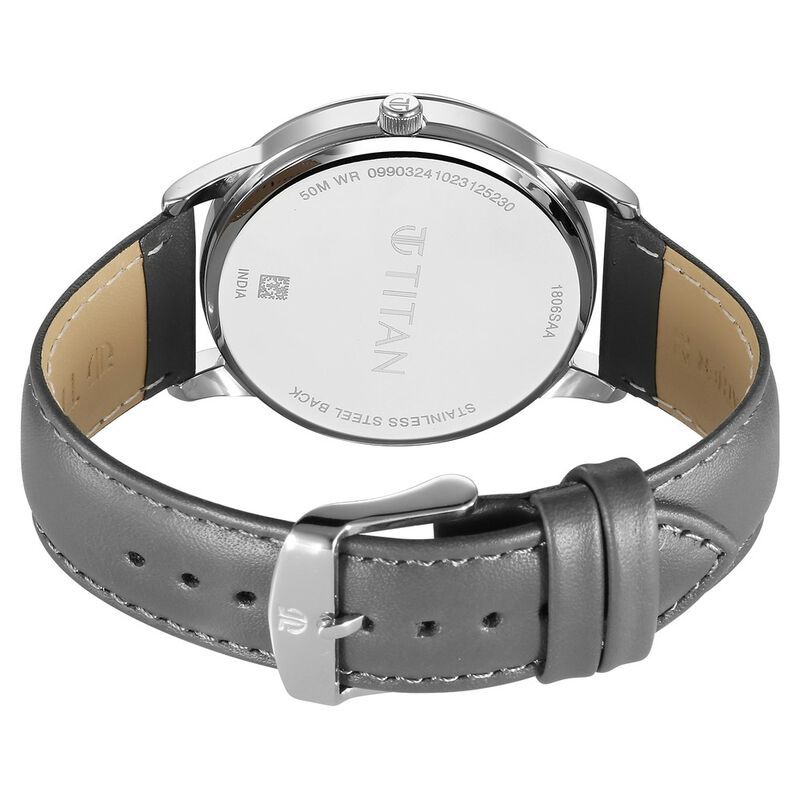 Titan Wrist Wit Quartz Analog with Date Grey Dial Leather Strap Watch for Men 1806SL13