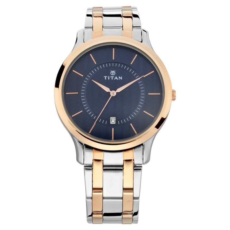 Titan Quartz Analog with Date Blue Dial Stainless Steel Strap Watch for Men NR1825KM01