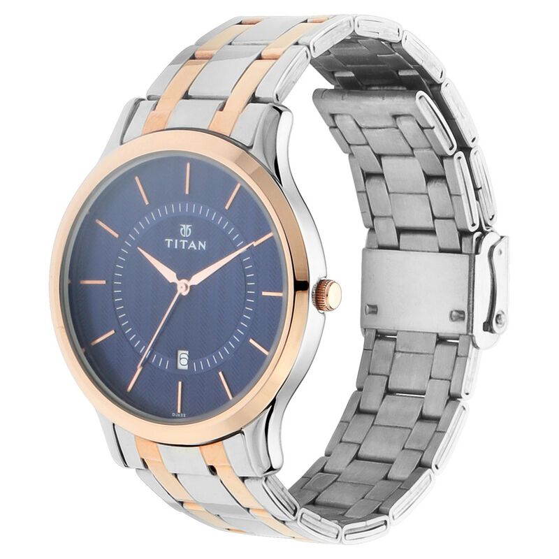 Titan Quartz Analog with Date Blue Dial Stainless Steel Strap Watch for Men NR1825KM01