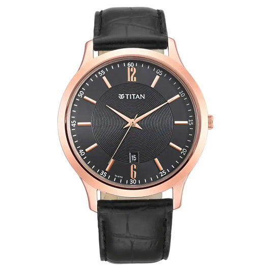 TITAN Black Dial Leather Strap Watch 1825WL03 / NR1825WL03