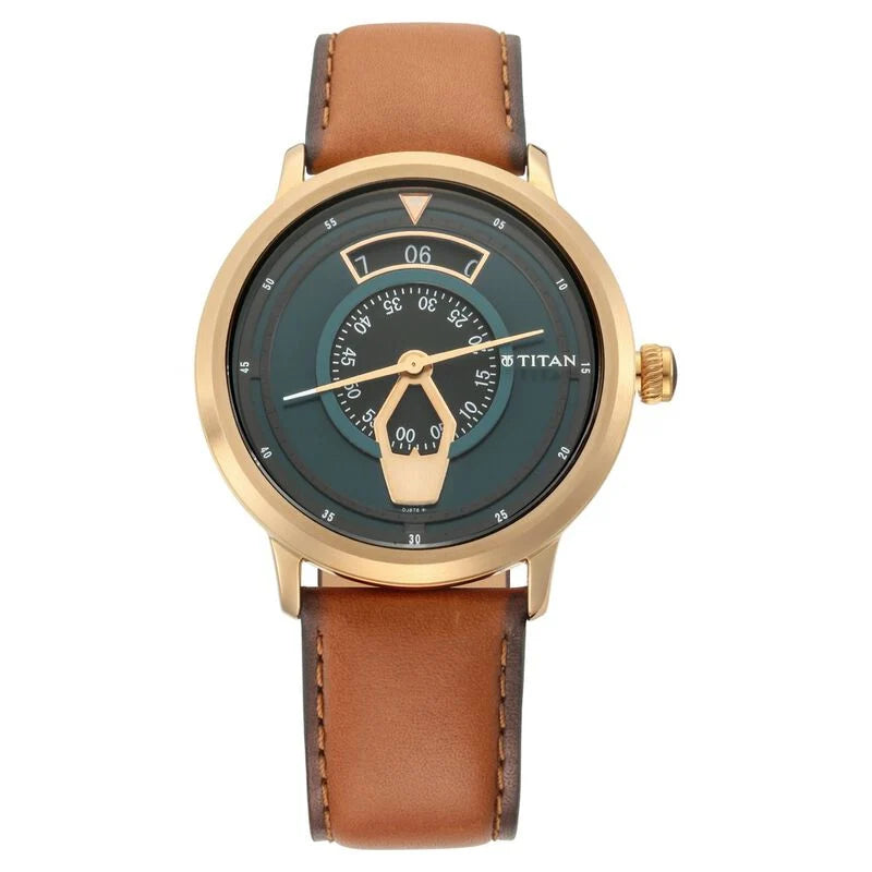 Titan Maritime Green Dial Analog Leather Strap watch for Men NS1828QL01 / 1828QL01