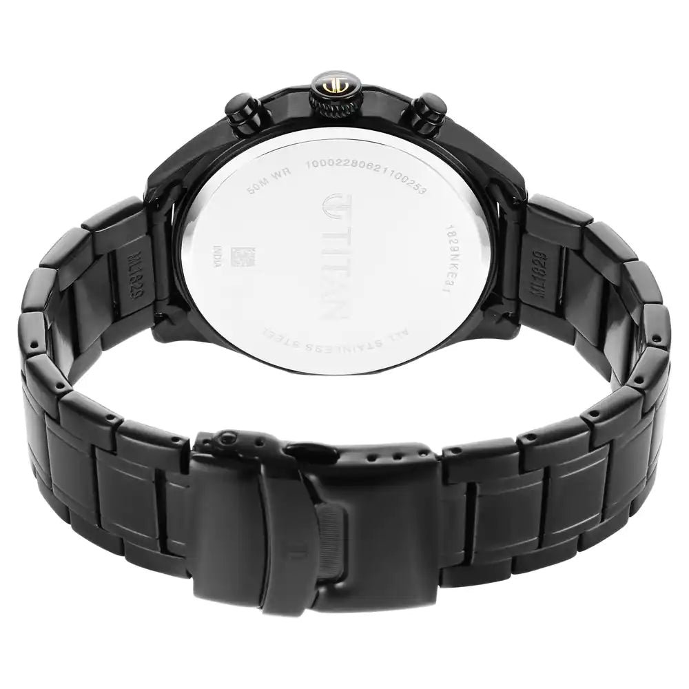 TITAN Regalia Opulent Black Dial Silver Stainless Steel Strap Watch NP1829NM02