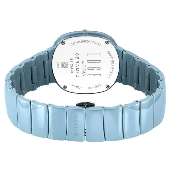 Titan Squircle Camo Quartz Analog Blue Dial Ceramic Strap Watch For Unisex 1841qc07