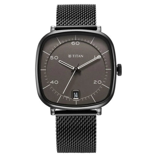 Titan Neo Curve Quartz Analog with Date Anthracite Dial Black Stainless Steel Strap Watch for Men ns1885nm01 / 1885nm01