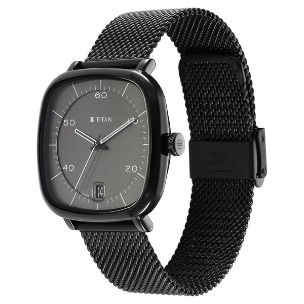 Titan Neo Curve Quartz Analog with Date Anthracite Dial Black Stainless Steel Strap Watch for Men ns1885nm01 / 1885nm01