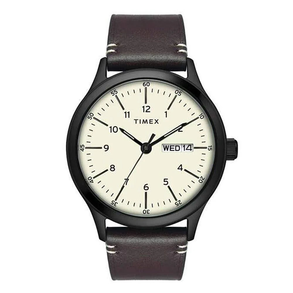 Timex Fashion Men's Beige Dial Round Case Day Date Function Watch -TWEG19702