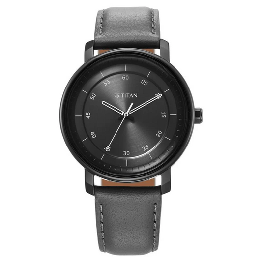 Titan Workwear Quartz Analog Anthracite Dial Leather Strap Watch for Men 1884NL01