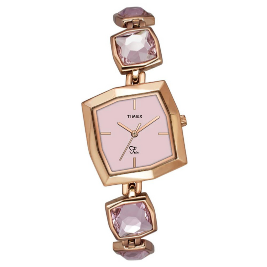 Timex Women Pink Square Analog Dial Watch- TWEL16103