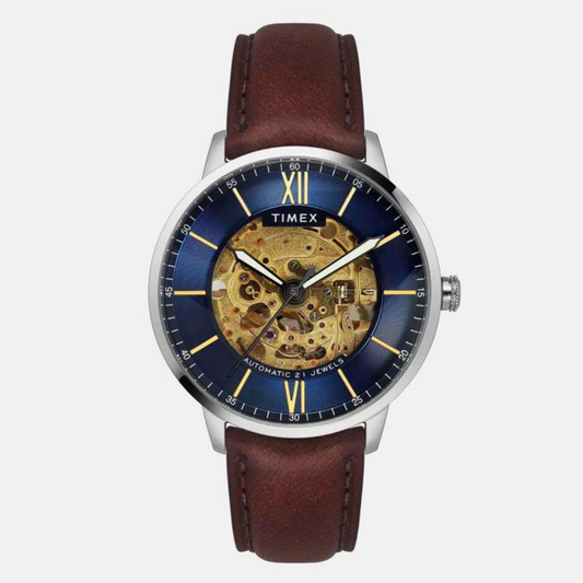 E Class Male Blue Analog Leather Watch TWEG23501