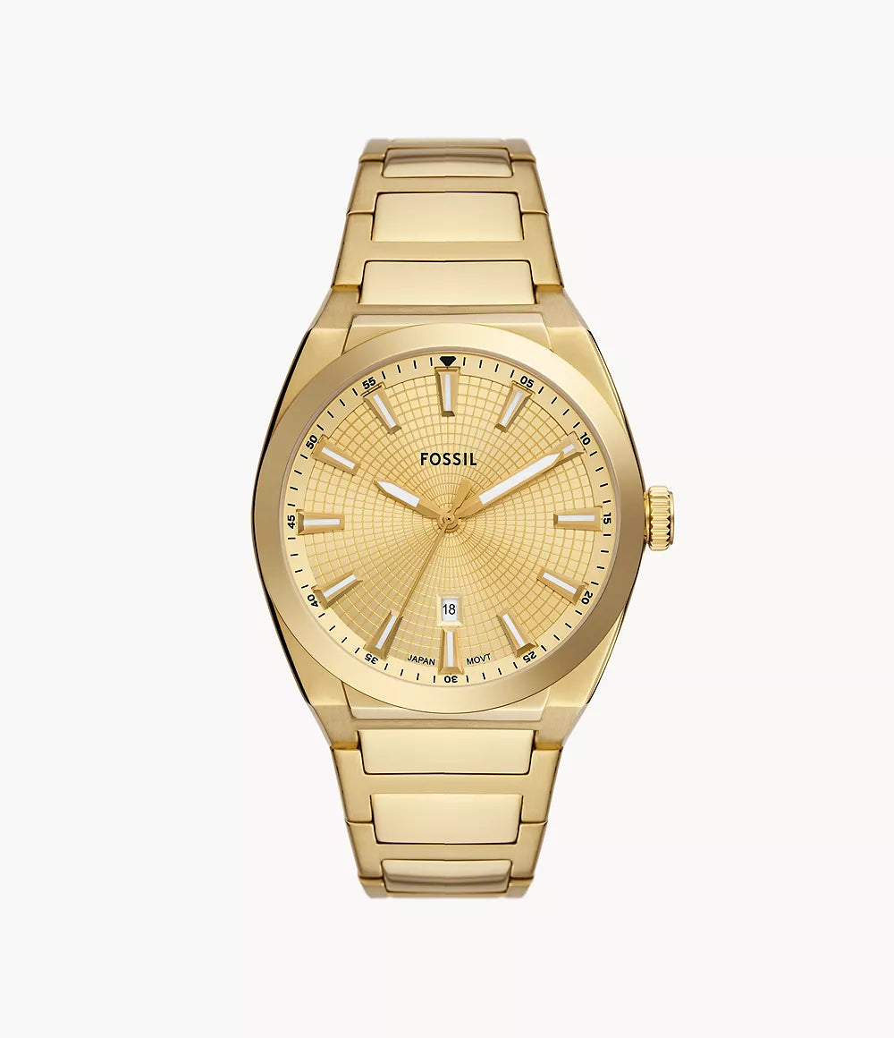 Everett Three-Hand Date Gold-Tone Stainless Steel Watch FS5965