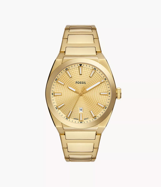 Everett Three-Hand Date Gold-Tone Stainless Steel Watch FS5965