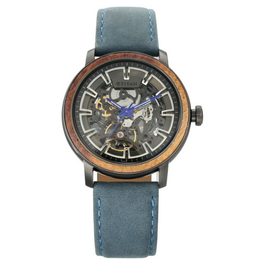 Titan Magnate Blue Dial Automatic Leather Strap watch for Men 1797KL02 (DH995)