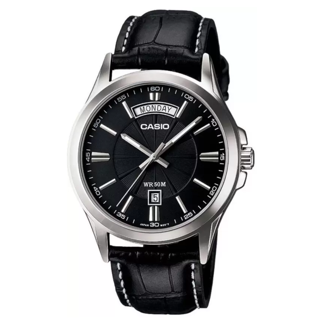 Black Leather - Men's Watch ENTICER MTP-1381L-1AVDF (A844)