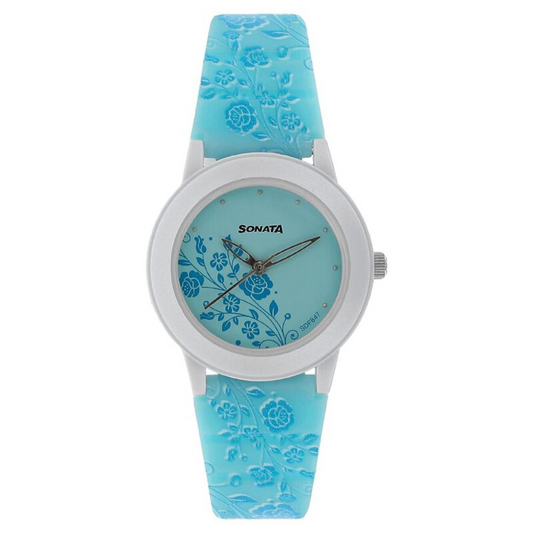 Blue Dial Women Watch With Plastic Strap NR8992PP06