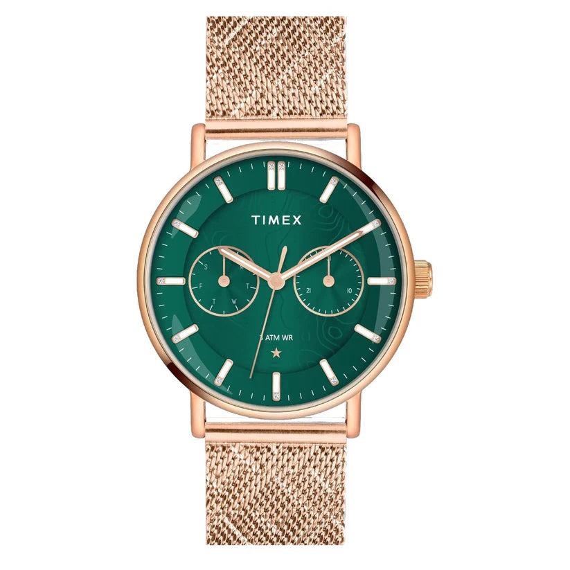 Timex Cosmic Typography Emerald Green Dial Women's Watch TWEL20302