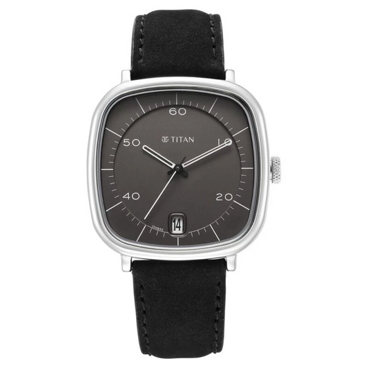 Titan Neo Curve Quartz Analog with Date Anthracite Dial Black Leather Strap Watch for Men 1885SL02 / NS1885SL02