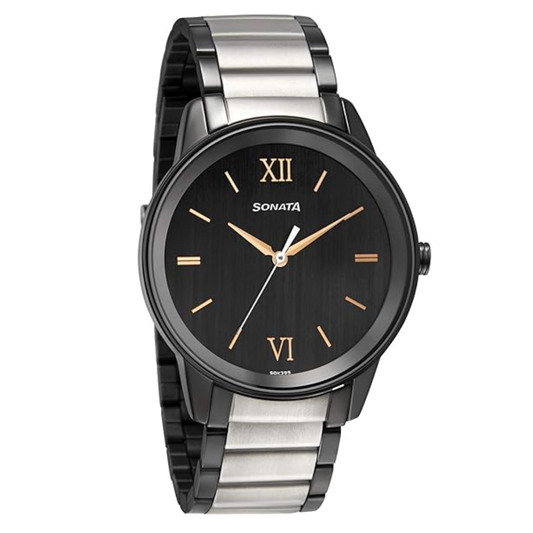 Beyond Gold Black Dial Metal Strap Watch NR7133KM03