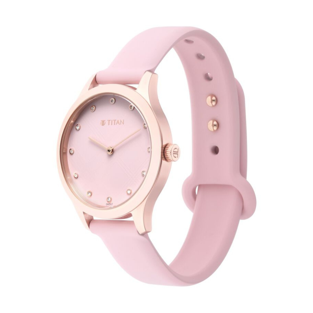 Titan Athleisure - Pink Dial Rubber Strap Watch NP95125WP02