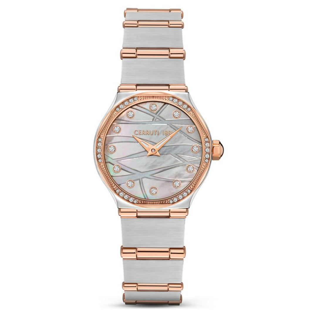 Cerruti 1881 Quartz Analog Mother of Pearl Dial Stainless Steel Strap Watch for Women CECRM35501W