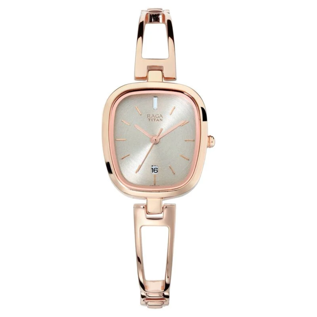 Titan Raga Viva Grey Dial Analog with Date Rose Gold Metal Strap watch for Women 2604WM01 / NS2604WM01