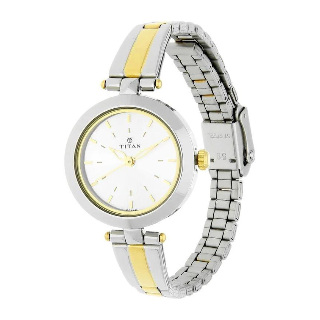 Titan Karishma Silver Dial Women Watch With Stainless Steel Strap 2574BM01 (DG442)