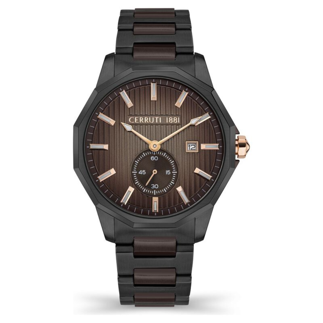 Cerruti 1881 Brown Dial Stainless Steel Strap Watch for Men CECIWGH2111804W