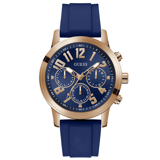 GUESS Gold Parker Navy Blue Silicone Watch GW0708G3