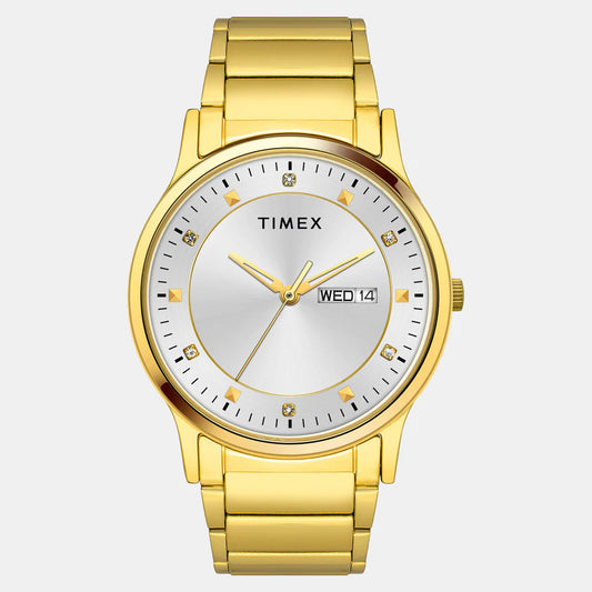 TIMEX  Men's Silver Round Analog Stainless Steel Watch TW000R455