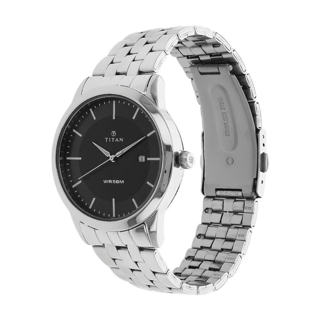 TITAN Anthracite Dial Silver Stainless Steel Strap Watch NN1584SM04 (DF302)