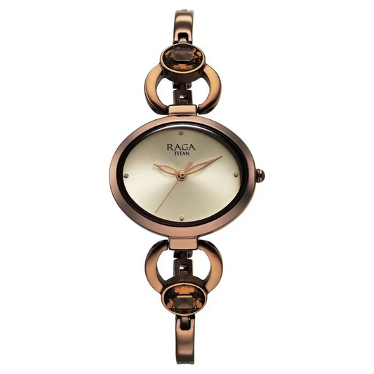 Titan Raga Viva Quartz Analog Champagne Dial Metal Strap Watch for Women 2621QM02