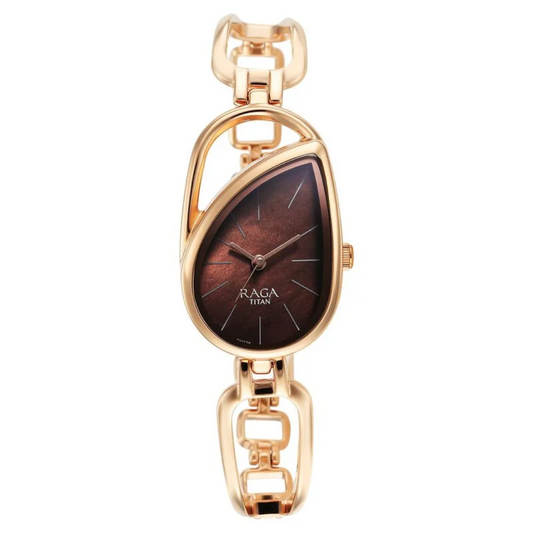 Titan Raga Chic Quartz Analog Brown Dial Rose Gold Metal Strap Watch for Women 2688WM01 / NS2688WM01