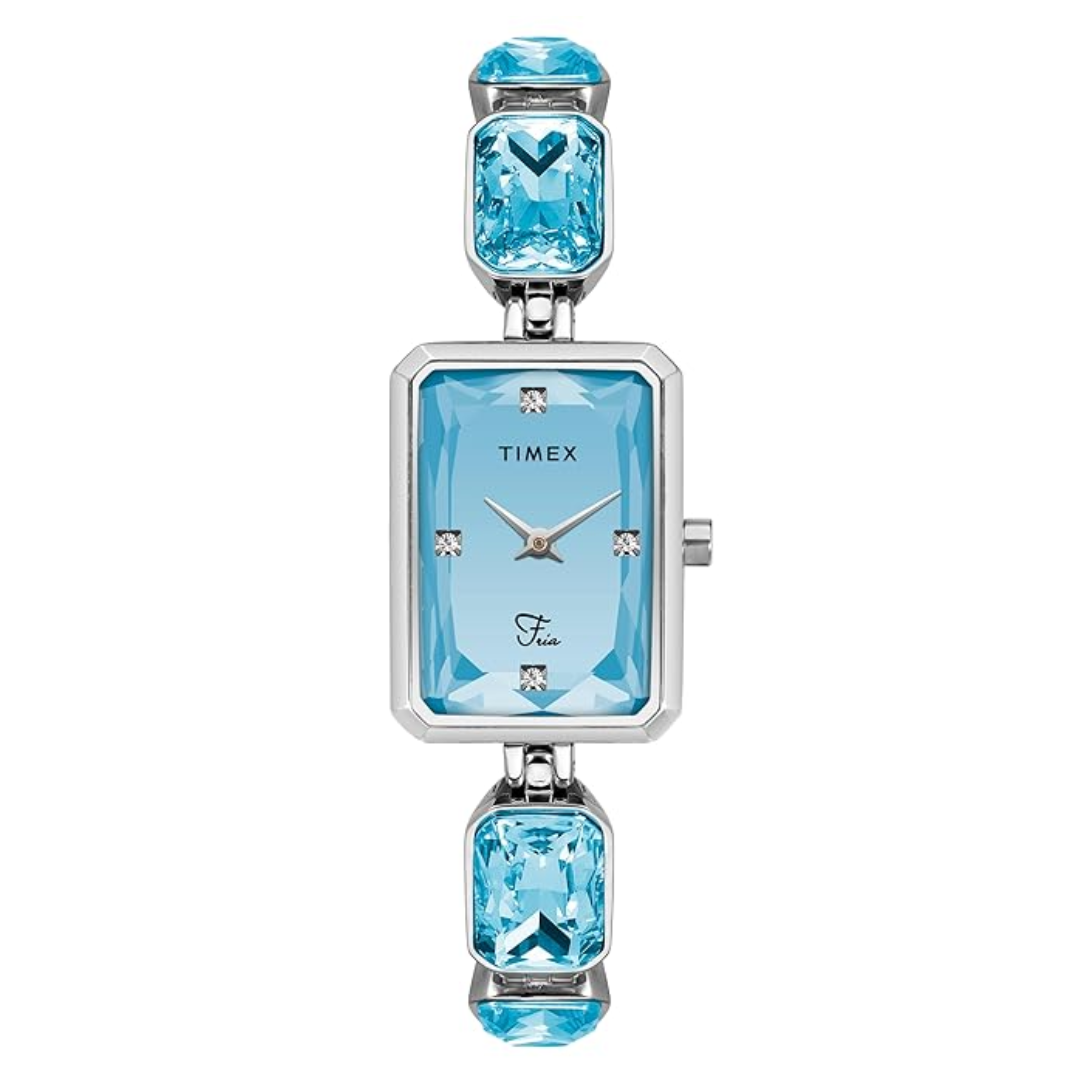 Timex Women Blue Rectangular Analog Dial Watch- TWEL16904