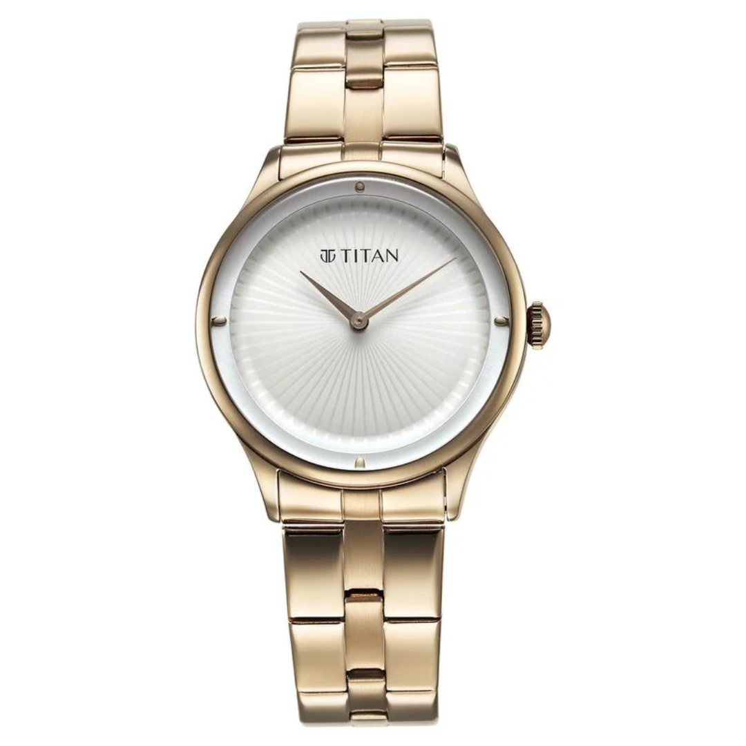 Titan Workwear Quartz Analog White Dial Stainless Steel Strap Watch for Women 95185WM01 / NS95185WM01