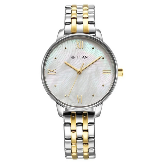 Titan Purple Style Up Quartz Analog Mother Of Pearl Dial Stainless Steel Strap Watch for Women 95238BM01 / NS95238BM01