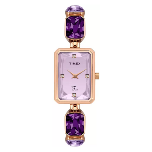 TIMEX FRIA WOMEN'S PURPLE DIAL ROUND CASE 2 HANDS FUNCTION WATCH TWEL16901