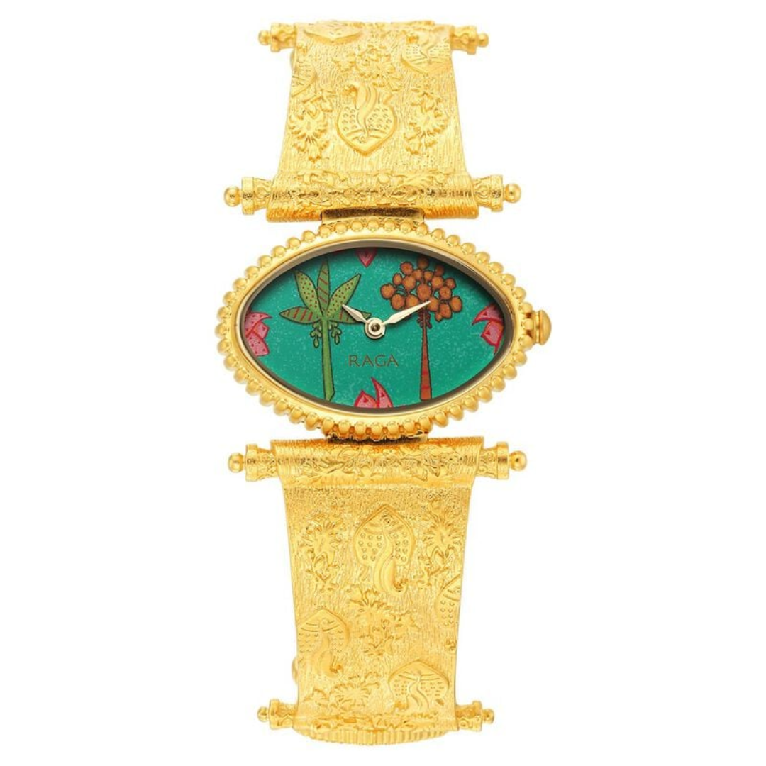 Titan Raga X Masaba Green Dial Women Watch With Metal Strap 95170YM01