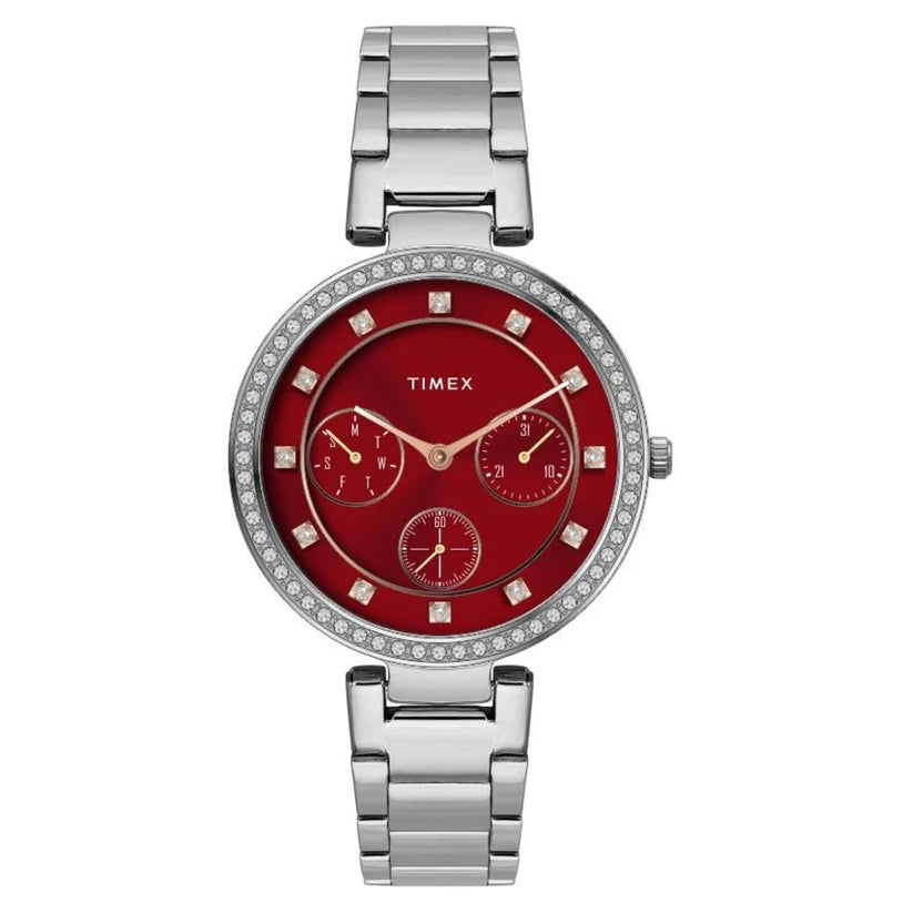 Timex Cosmic Stars Minimal Deep Red Dial Women's Watch TWEL18704