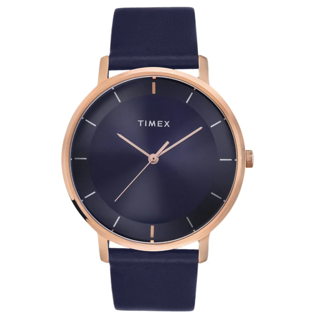 Timex Men Blue Round Analog Brass Dial Watch- TW0TG8015