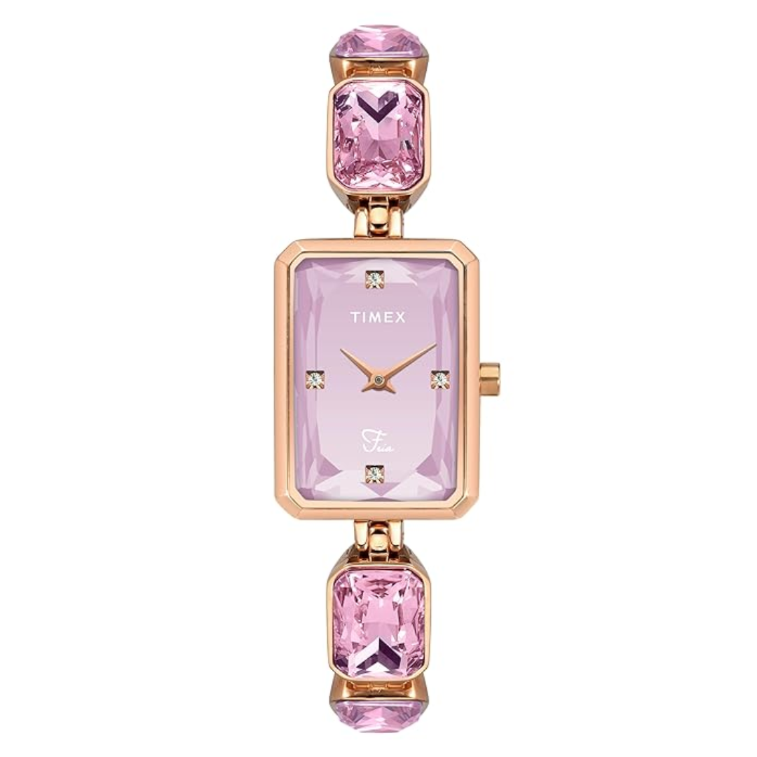 Timex Women Pink Rectangular Analog Dial Watch- TWEL16906