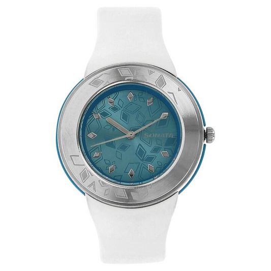 Quartz Analog Blue Dial Plastic Strap Watch for Women NK8991PP02