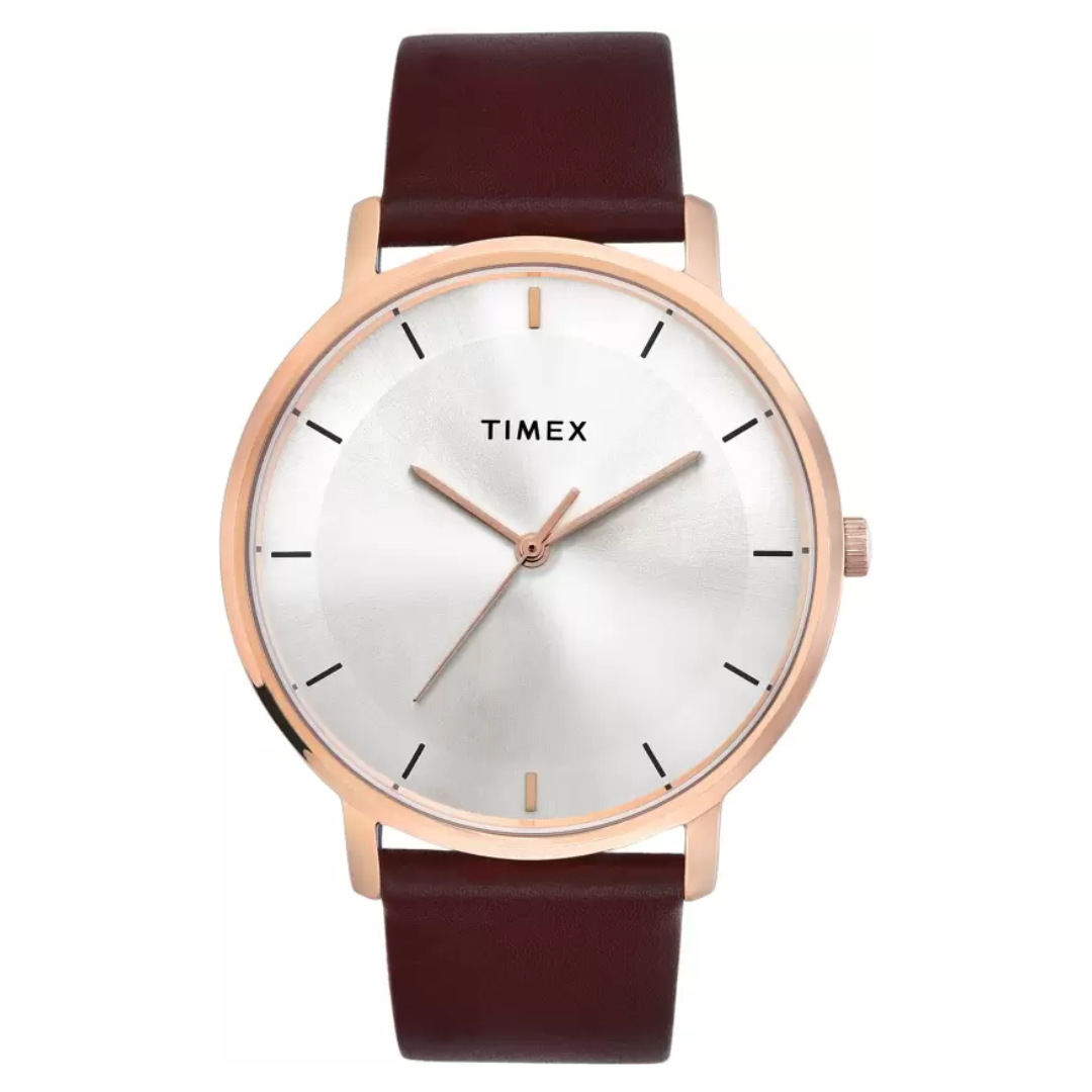 Timex Men Silver Round Analog Brass Dial Watch TW0TG8014