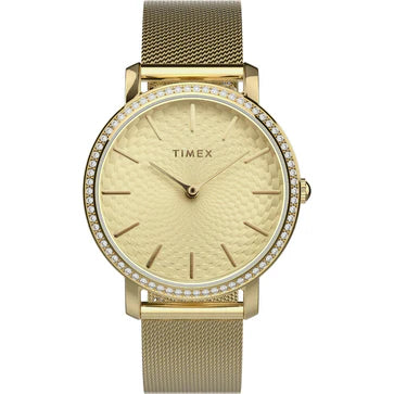 Timex Trend Women Gold-Tone Round Brass Dial Analog Watch - TW2V52200UJ