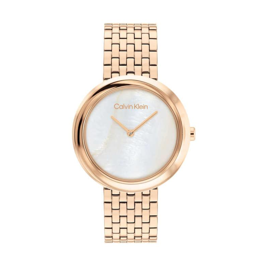 Twisted Bezel Quartz White Round Dial Women's Watch - 25200322