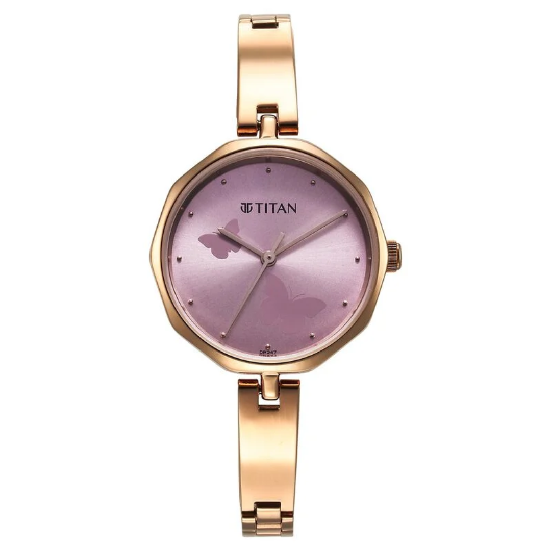 Titan Karishma Quartz Analog Pink Dial Stainless Steel Strap Watch for Women 2702WM02