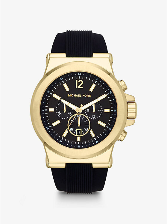 Oversized Dylan Gold-Tone and Silicone Watch MK8325