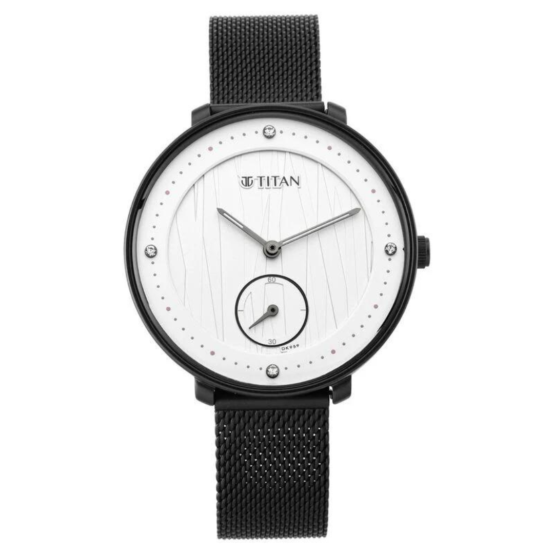 Titan Workwear Black Dial Women Watch With Stainless Steel Strap 2651NM01